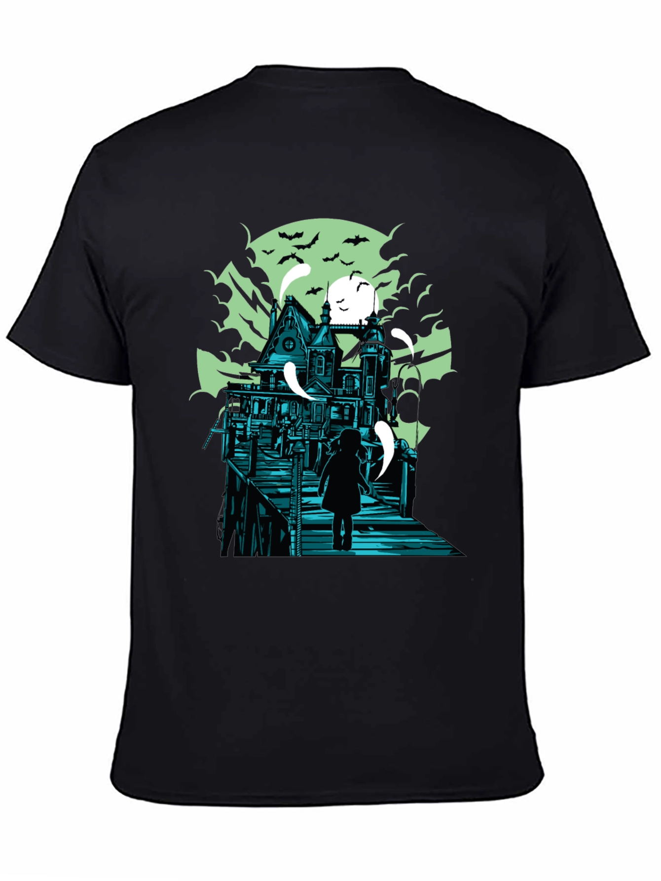 Haunted House Graphic Print T-Shirt