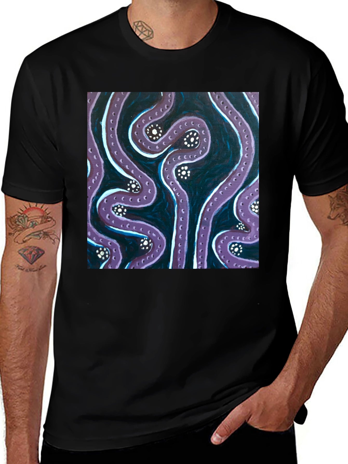 Abstract Tentacle Art Black T-Shirt