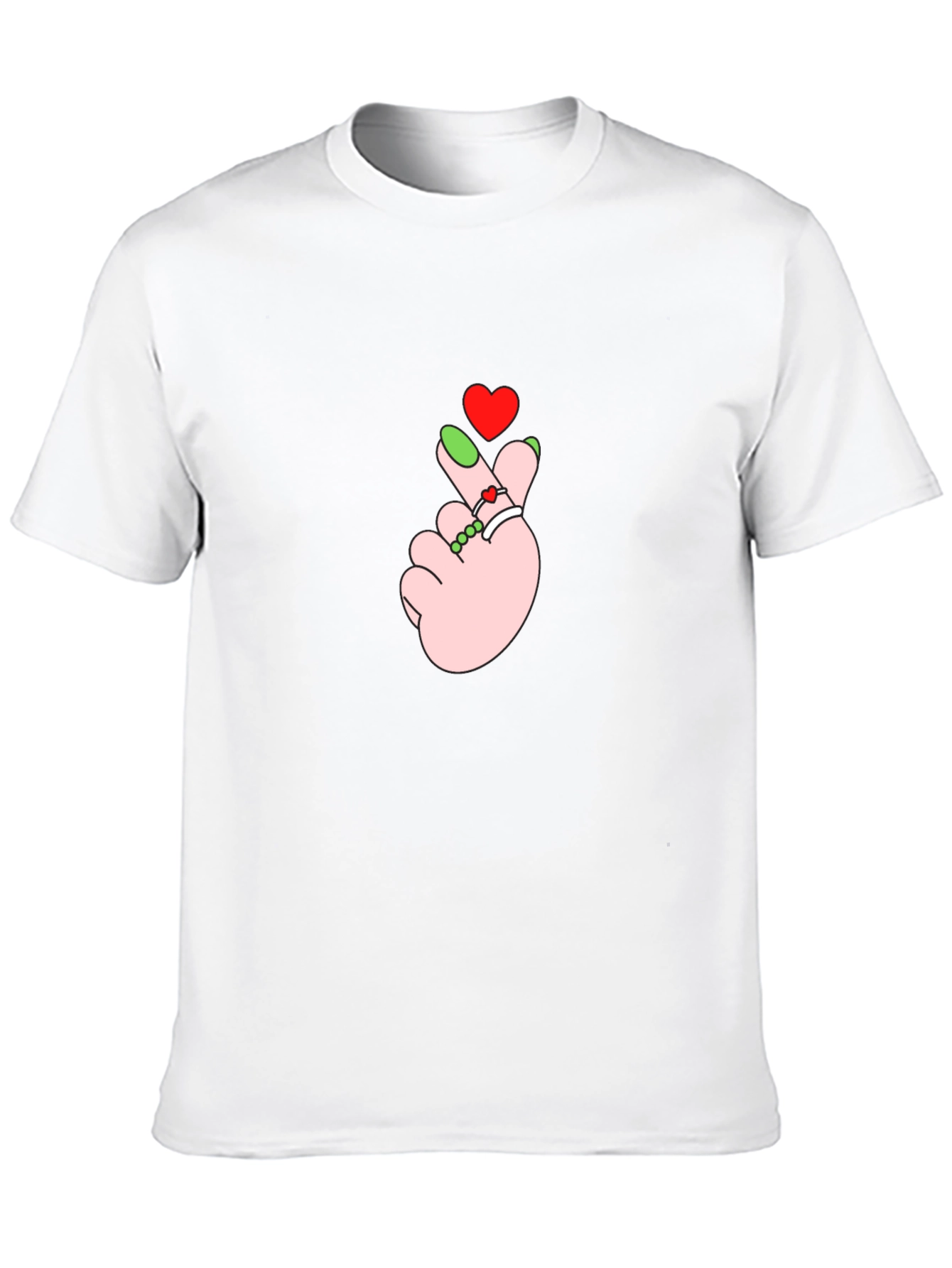 Heart Finger Gesture Black T-Shirt