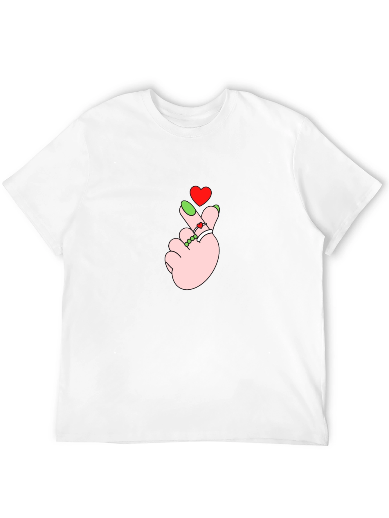 Heart Finger Gesture Black T-Shirt