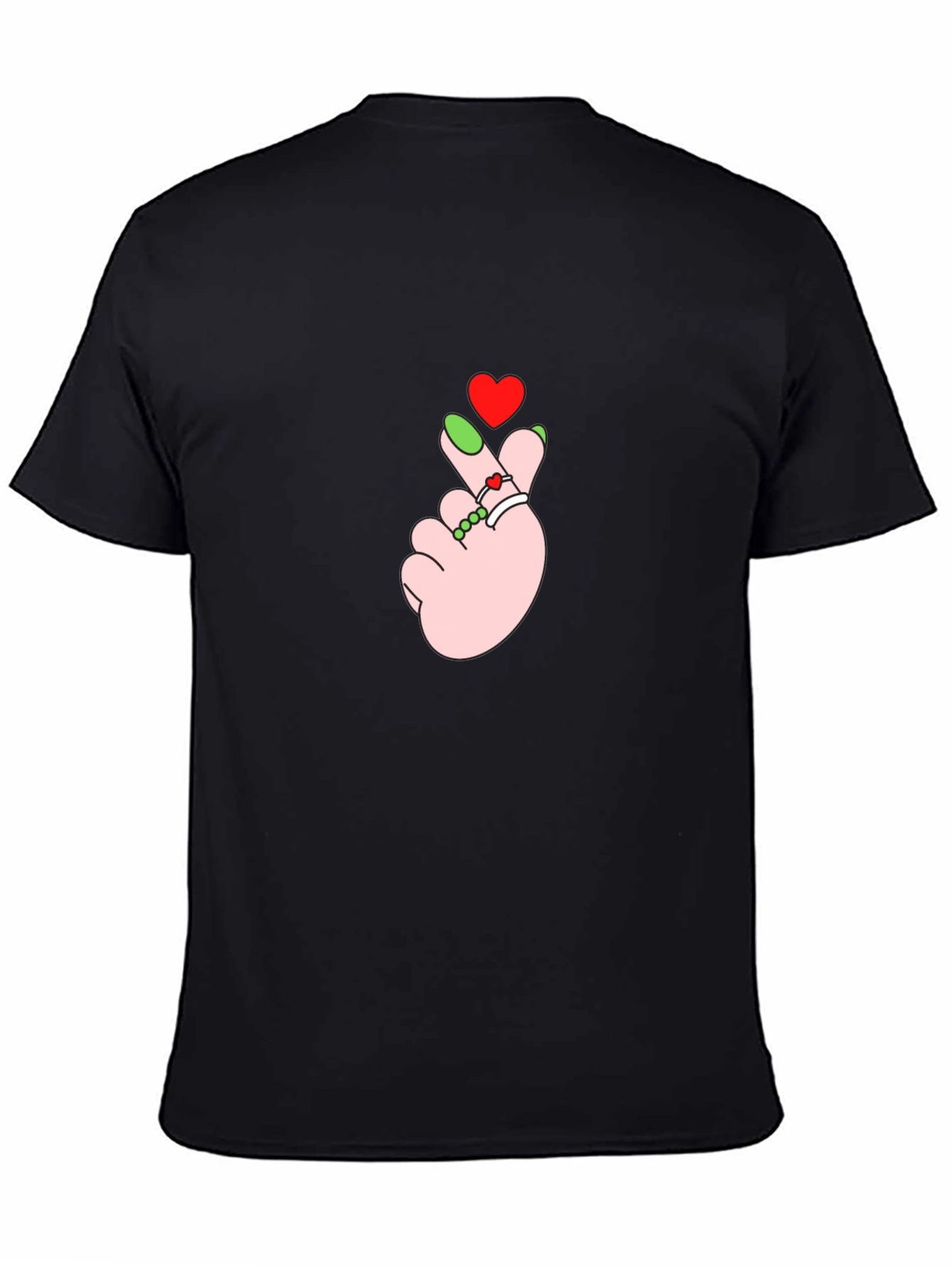 Heart Finger Gesture Black T-Shirt