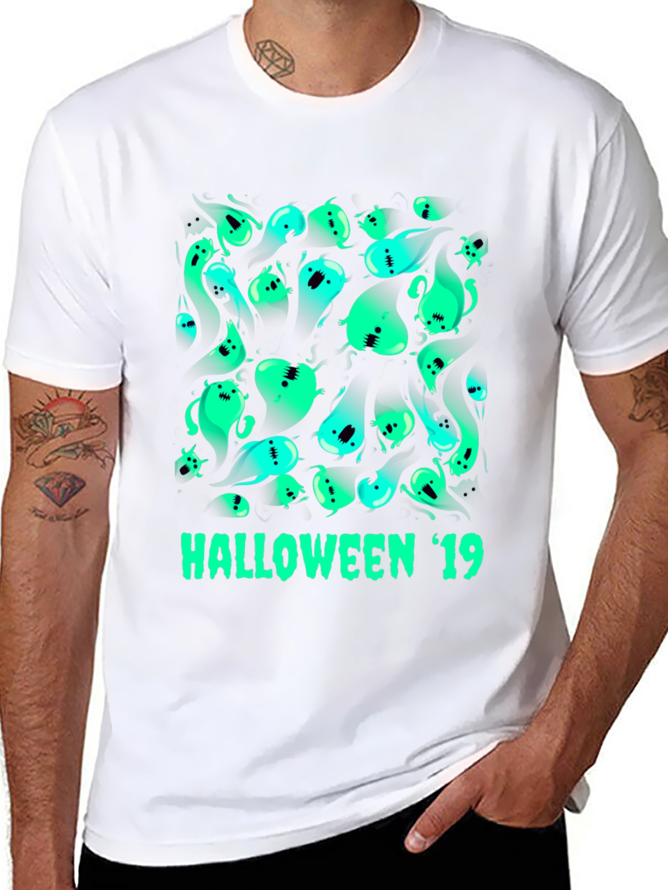 Halloween 19 Ghost Graphic Tee - Black