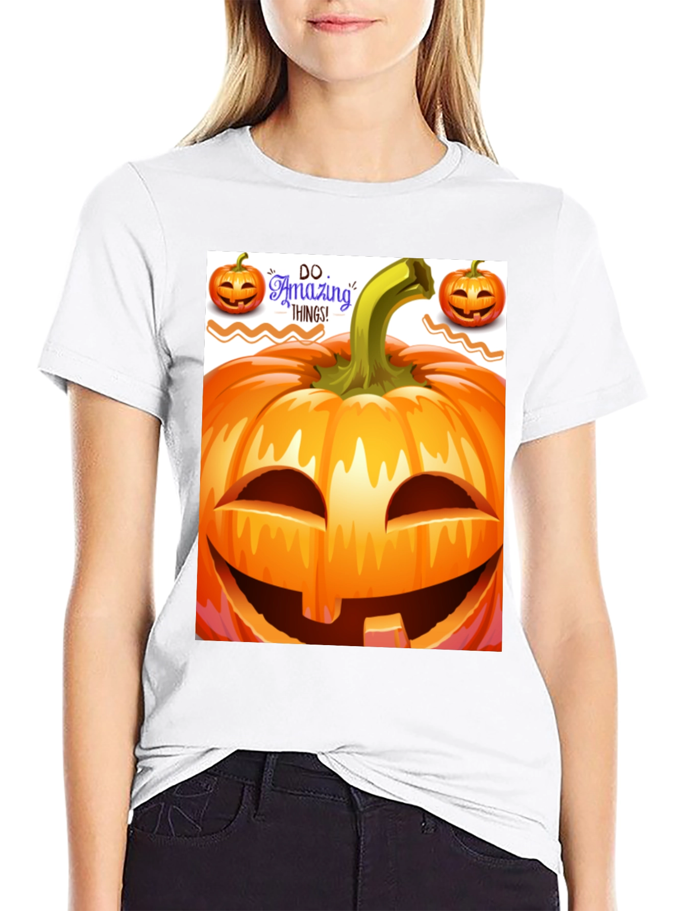 Halloween Pumpkin Graphic Tee - Spooky Season Style