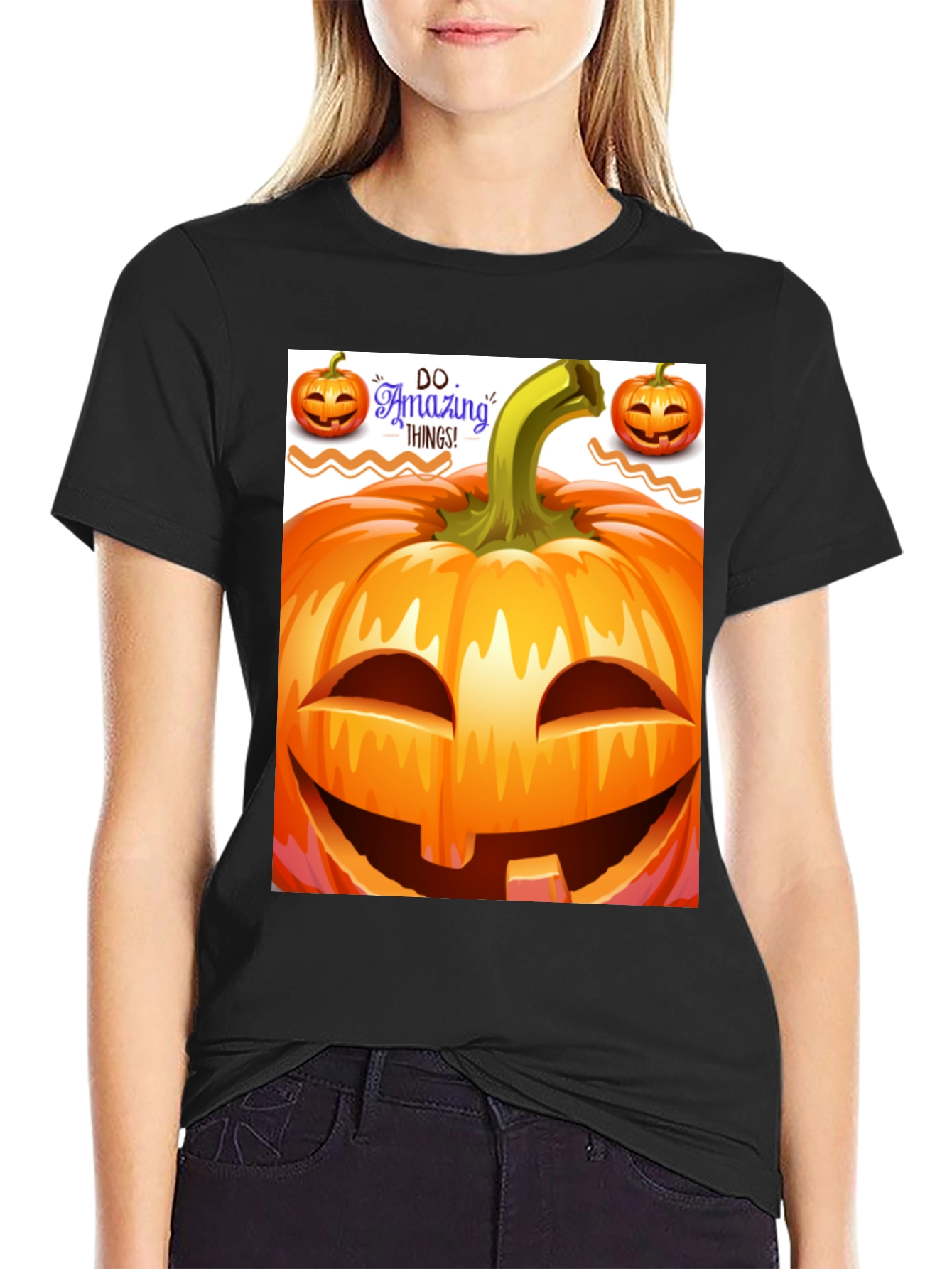 Halloween Pumpkin Graphic Tee - Spooky Season Style