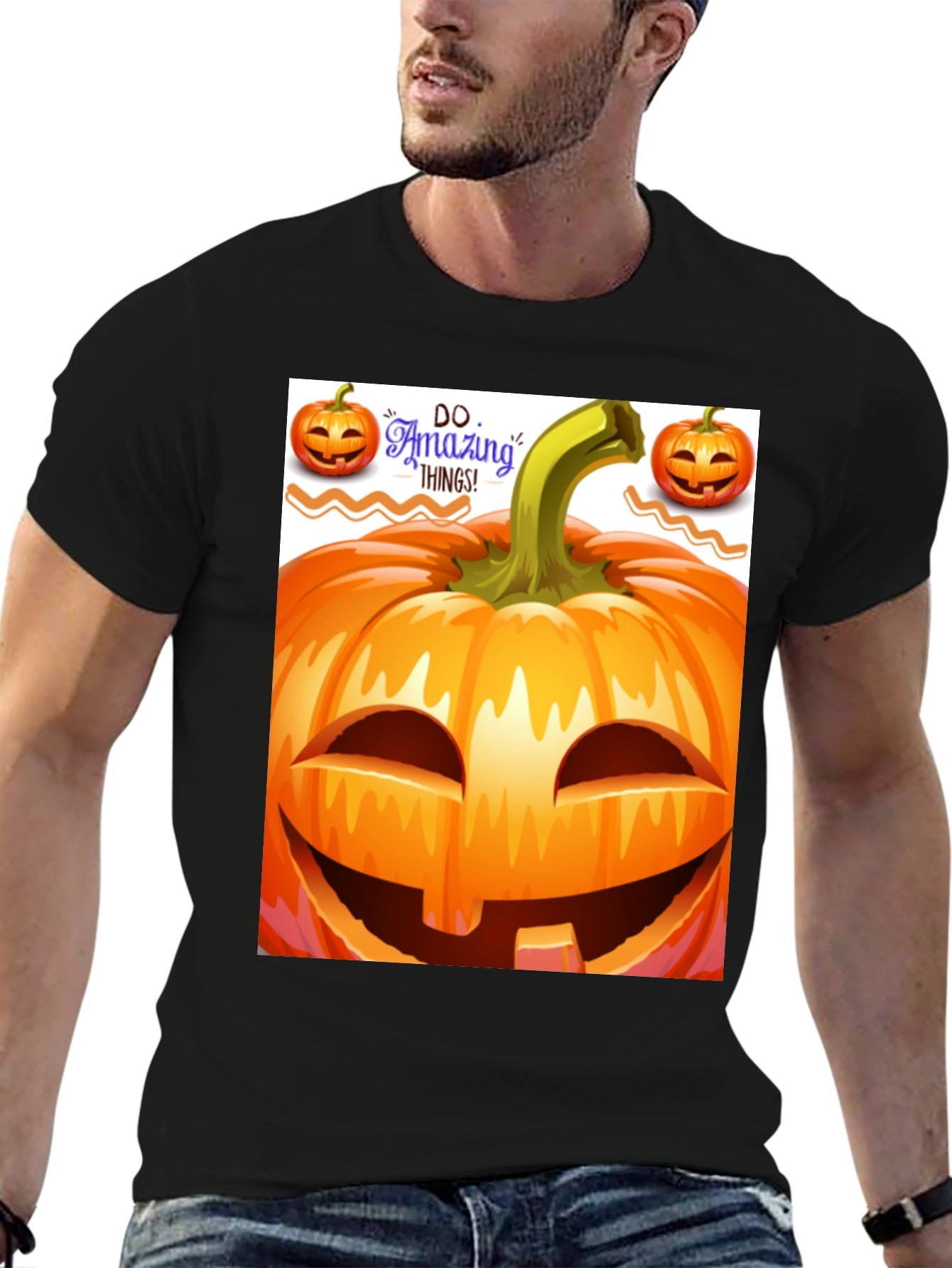 Halloween Pumpkin Graphic Tee - Spooky Season Style