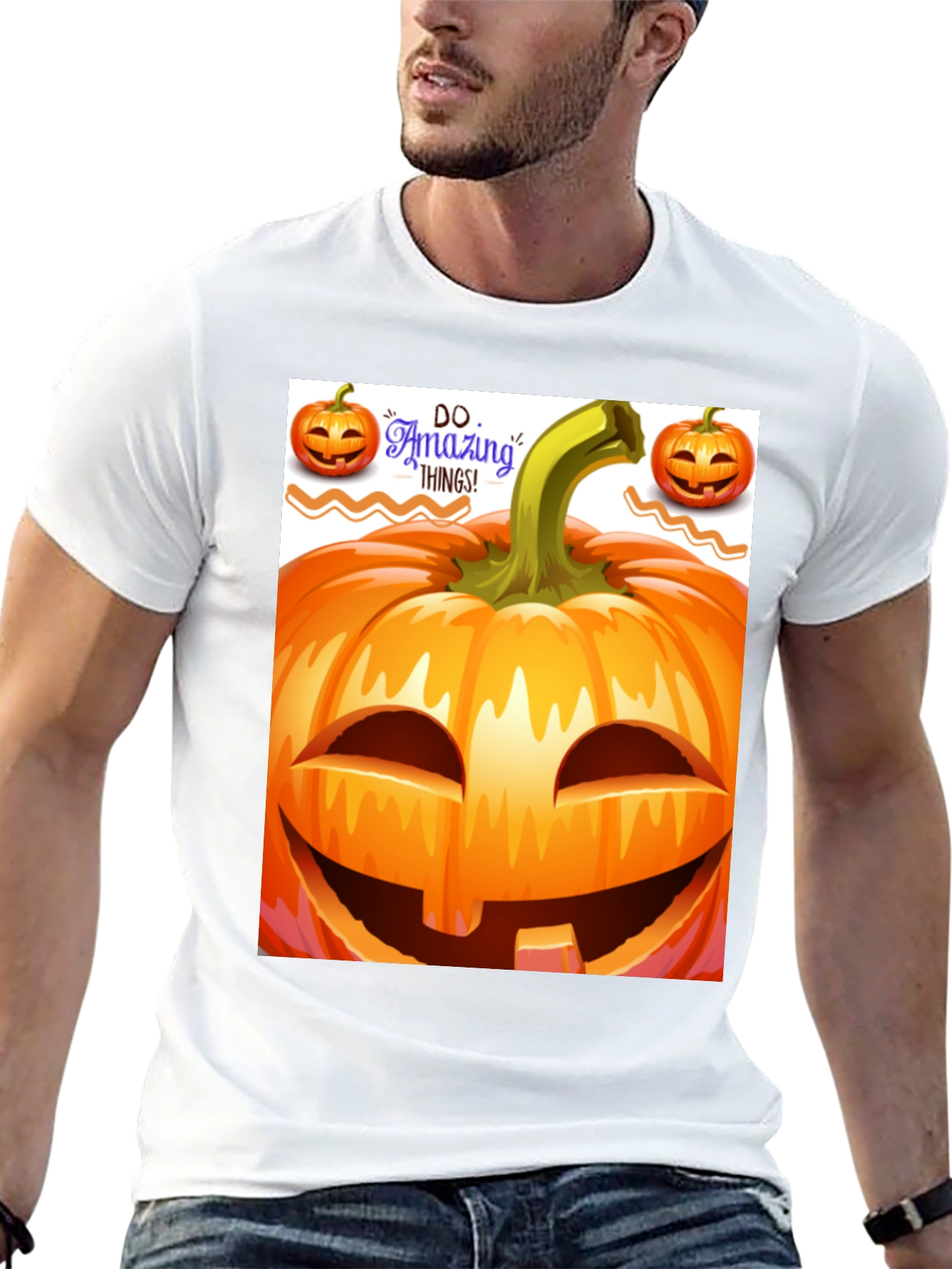 Halloween Pumpkin Graphic Tee - Spooky Season Style