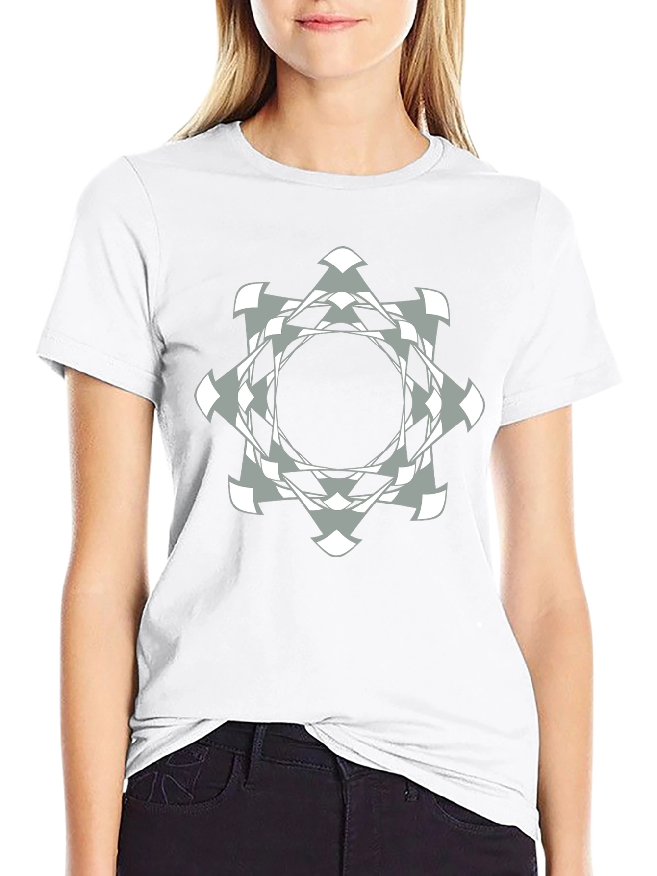 Abstract Geometric Graphic Print Black T-Shirt