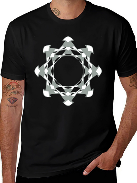 Abstract Geometric Graphic Print Black T-Shirt