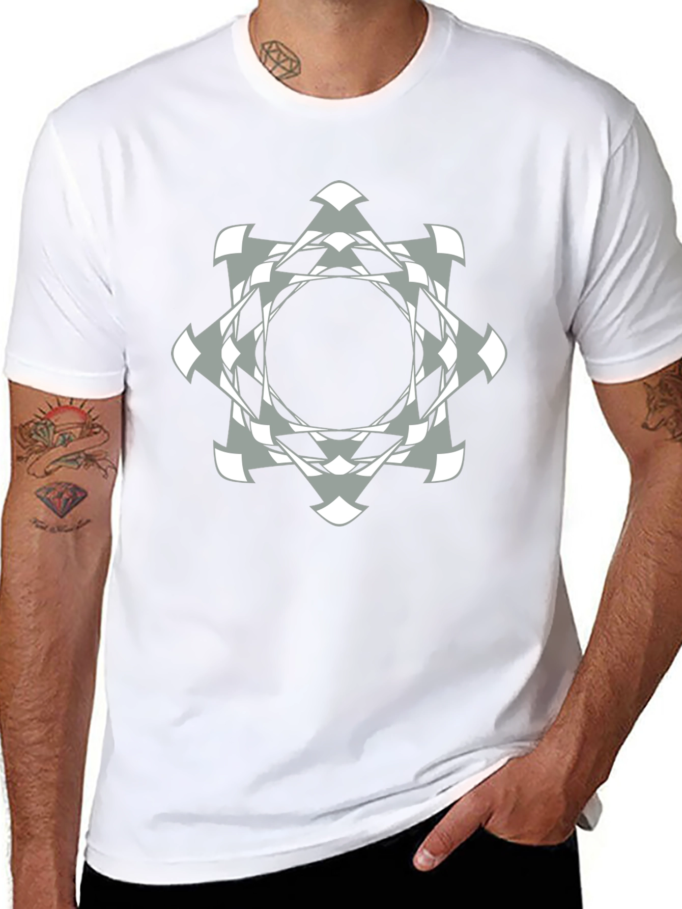 Abstract Geometric Graphic Print Black T-Shirt