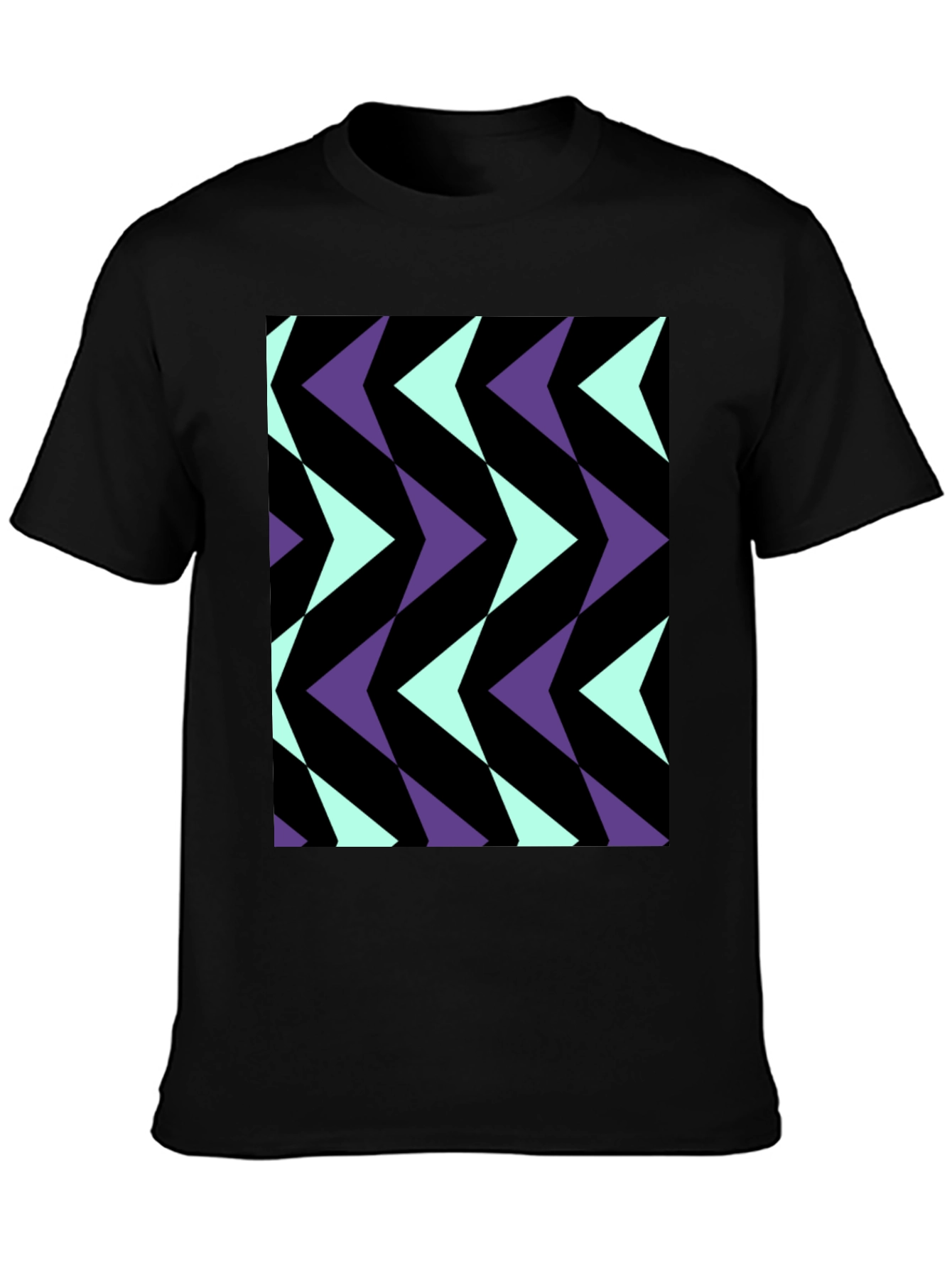 Geometric Arrow Pattern Black T-Shirt