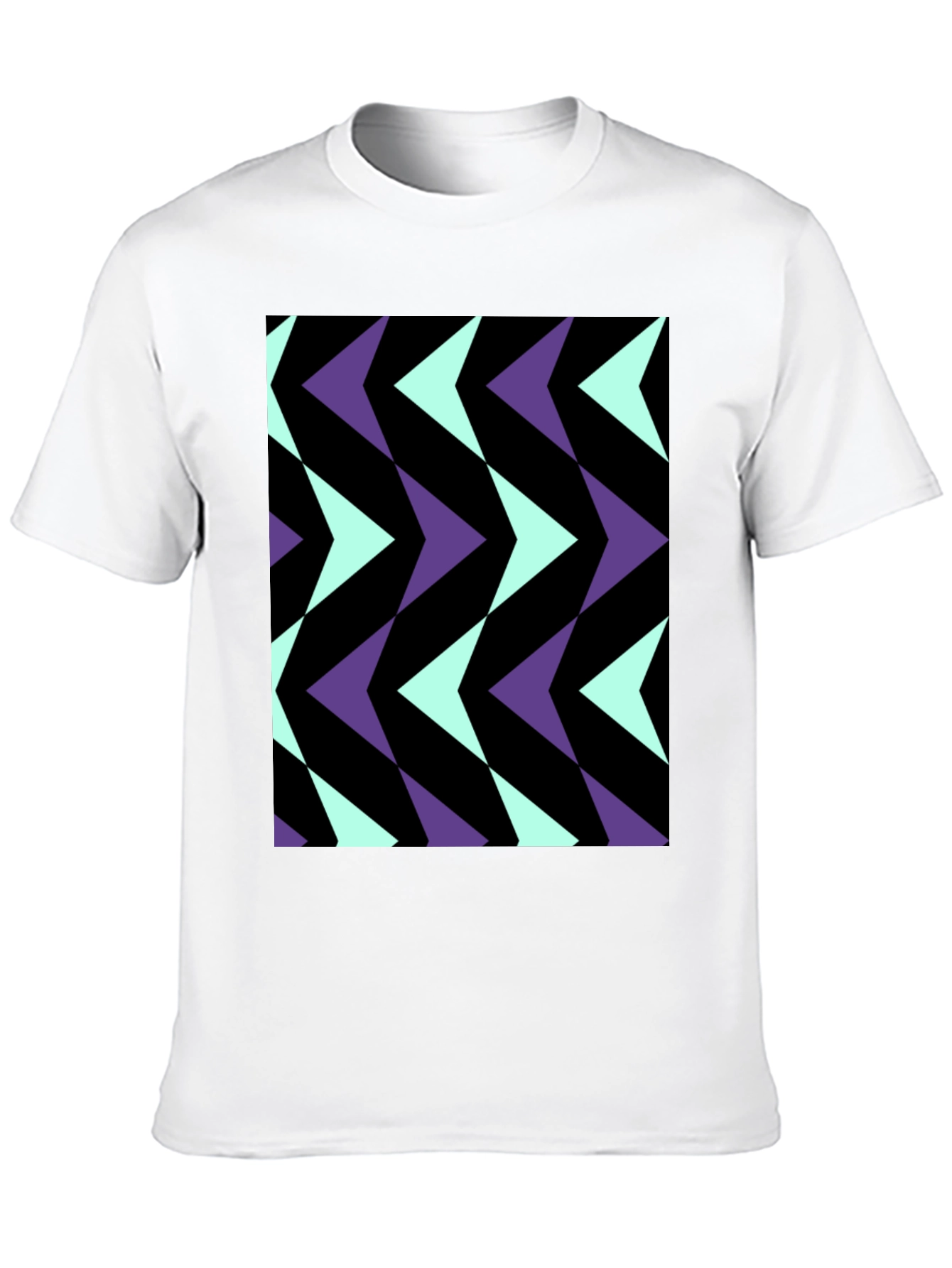 Geometric Arrow Pattern Black T-Shirt