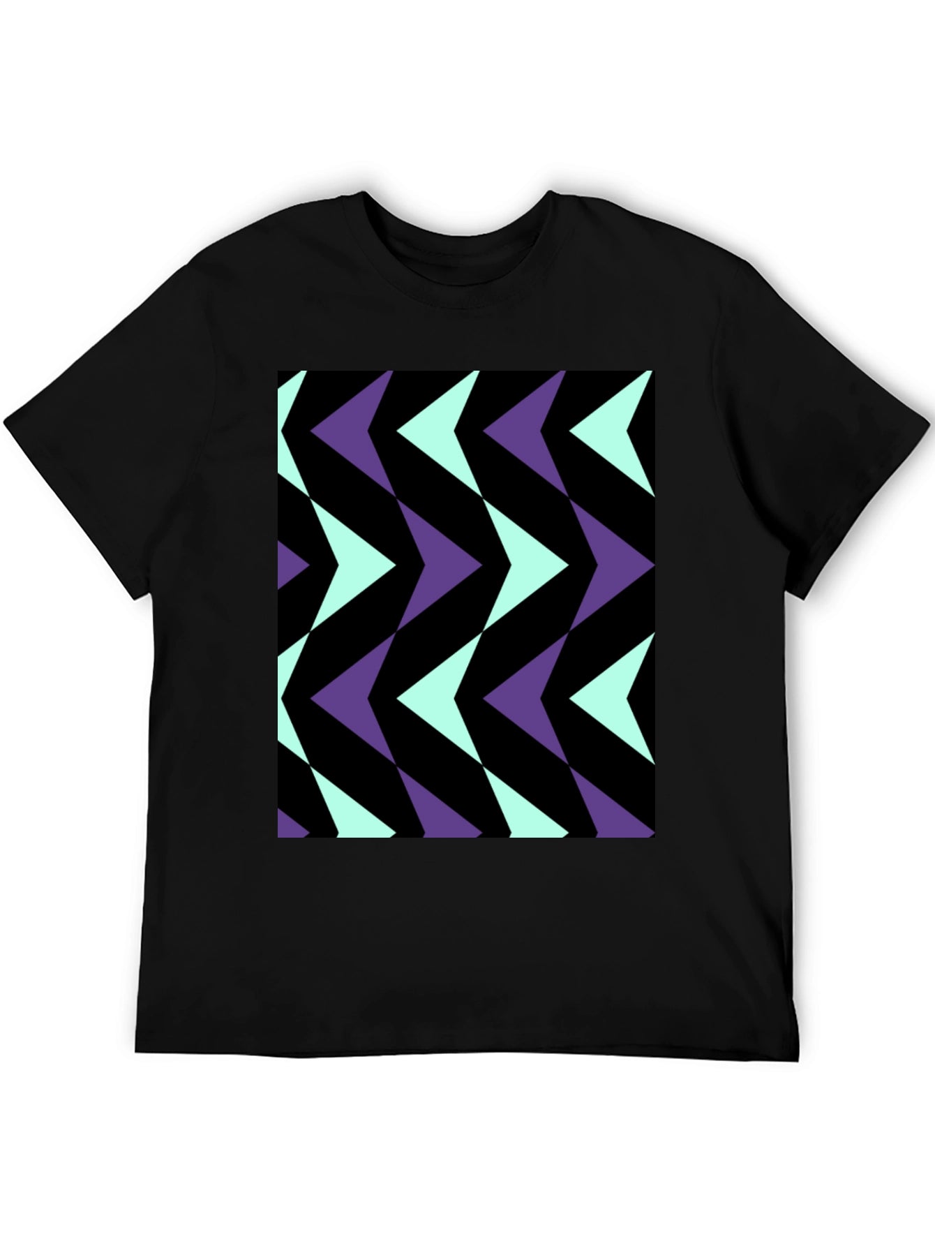 Geometric Arrow Pattern Black T-Shirt