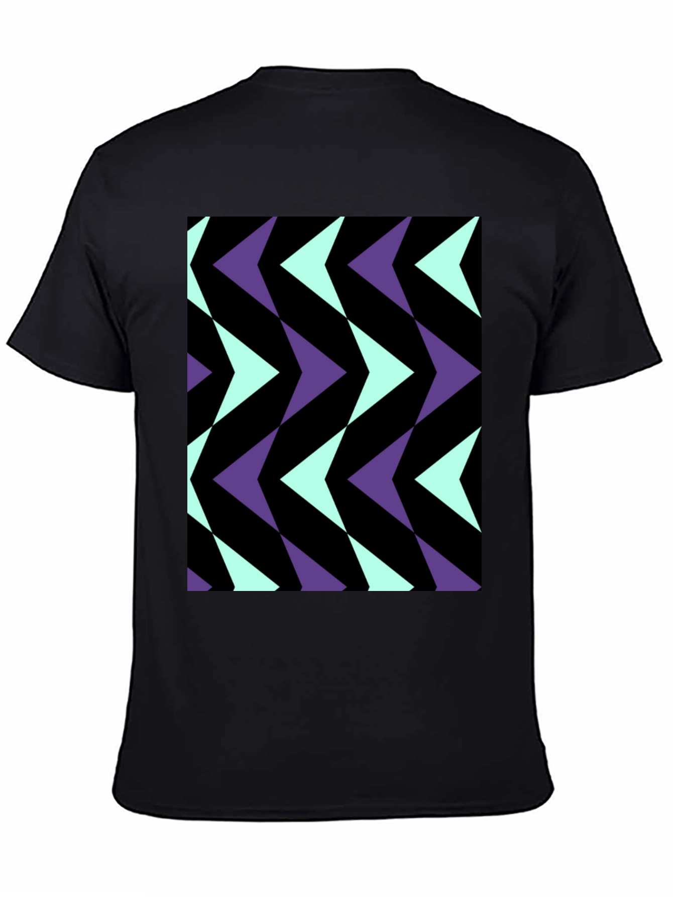 Geometric Arrow Pattern Black T-Shirt
