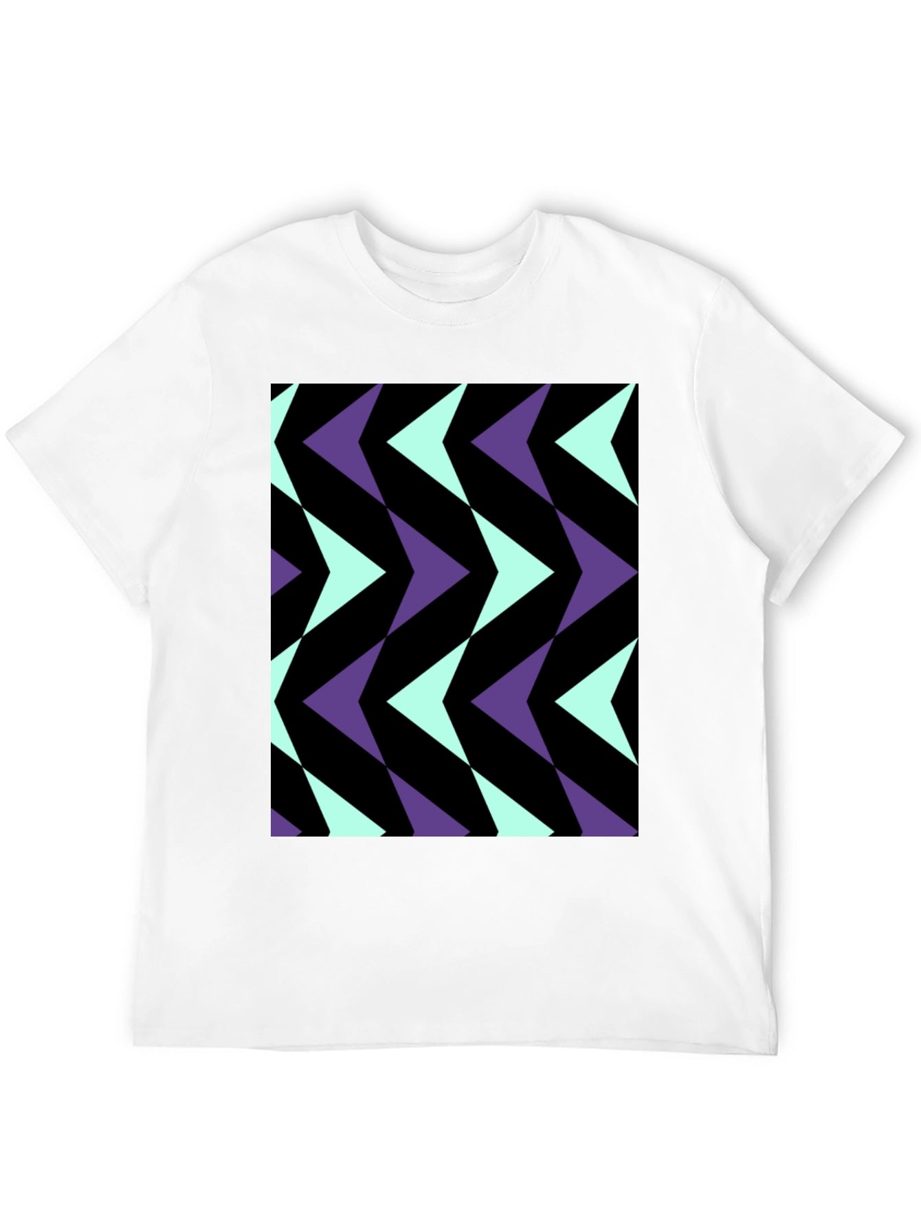 Geometric Arrow Pattern Black T-Shirt