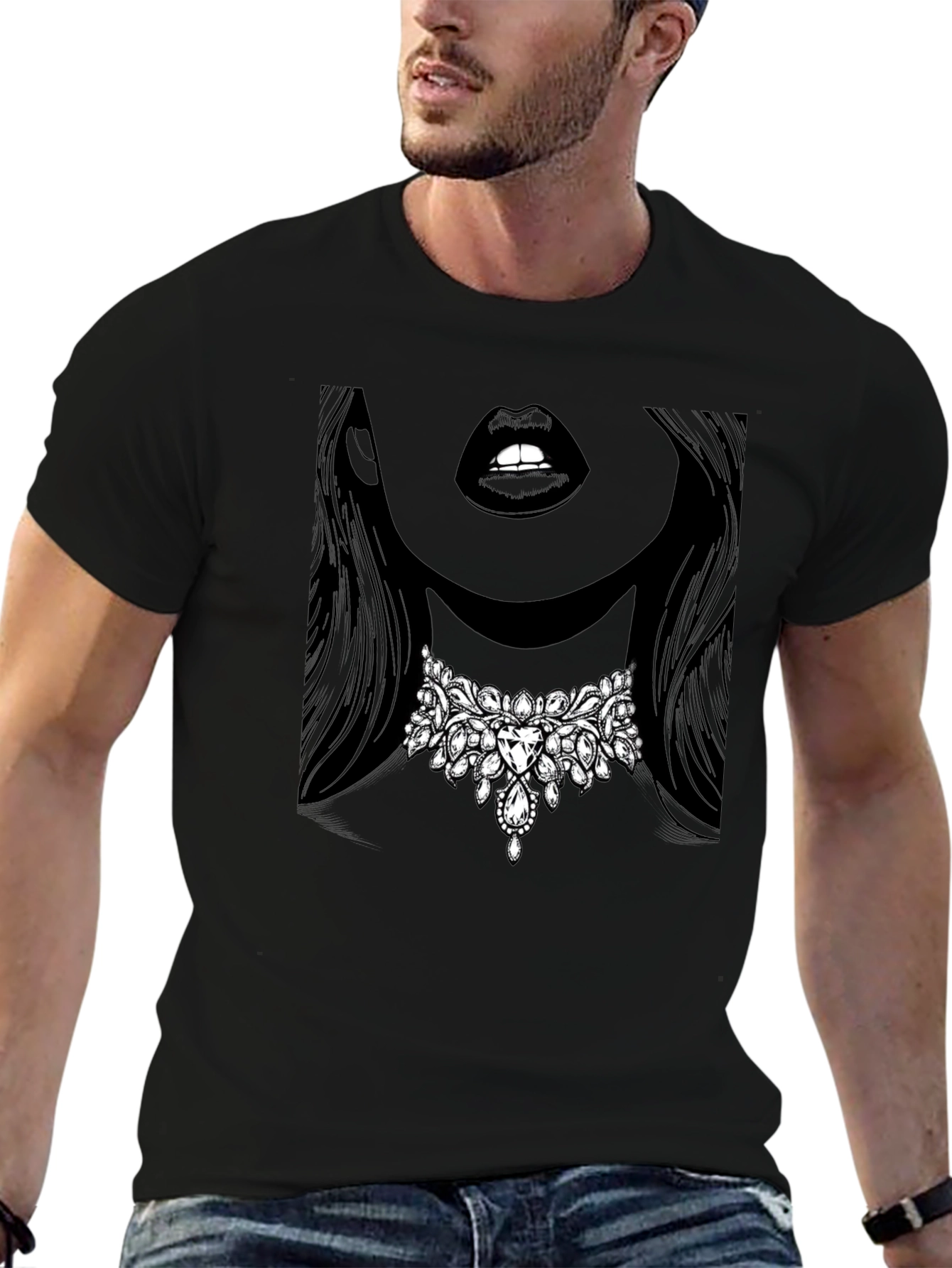 Glamorous Jewel Lips Graphic Tee - Unisex