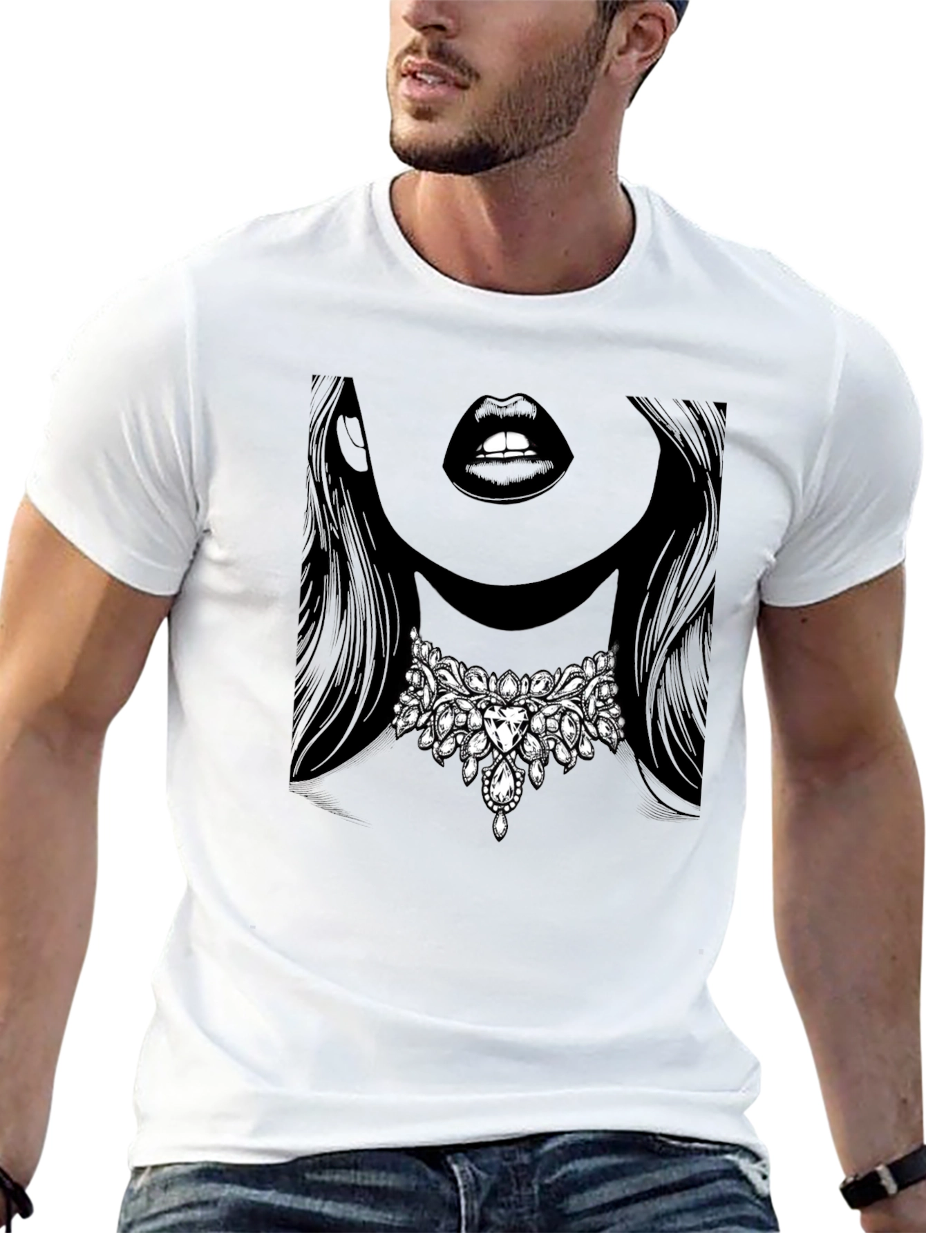 Glamorous Jewel Lips Graphic Tee - Unisex