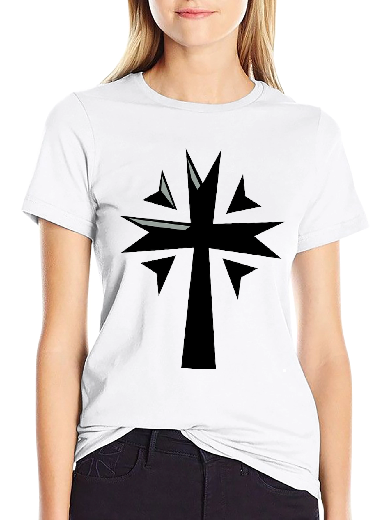 Edgy Graphic Tee - Black Cross Design