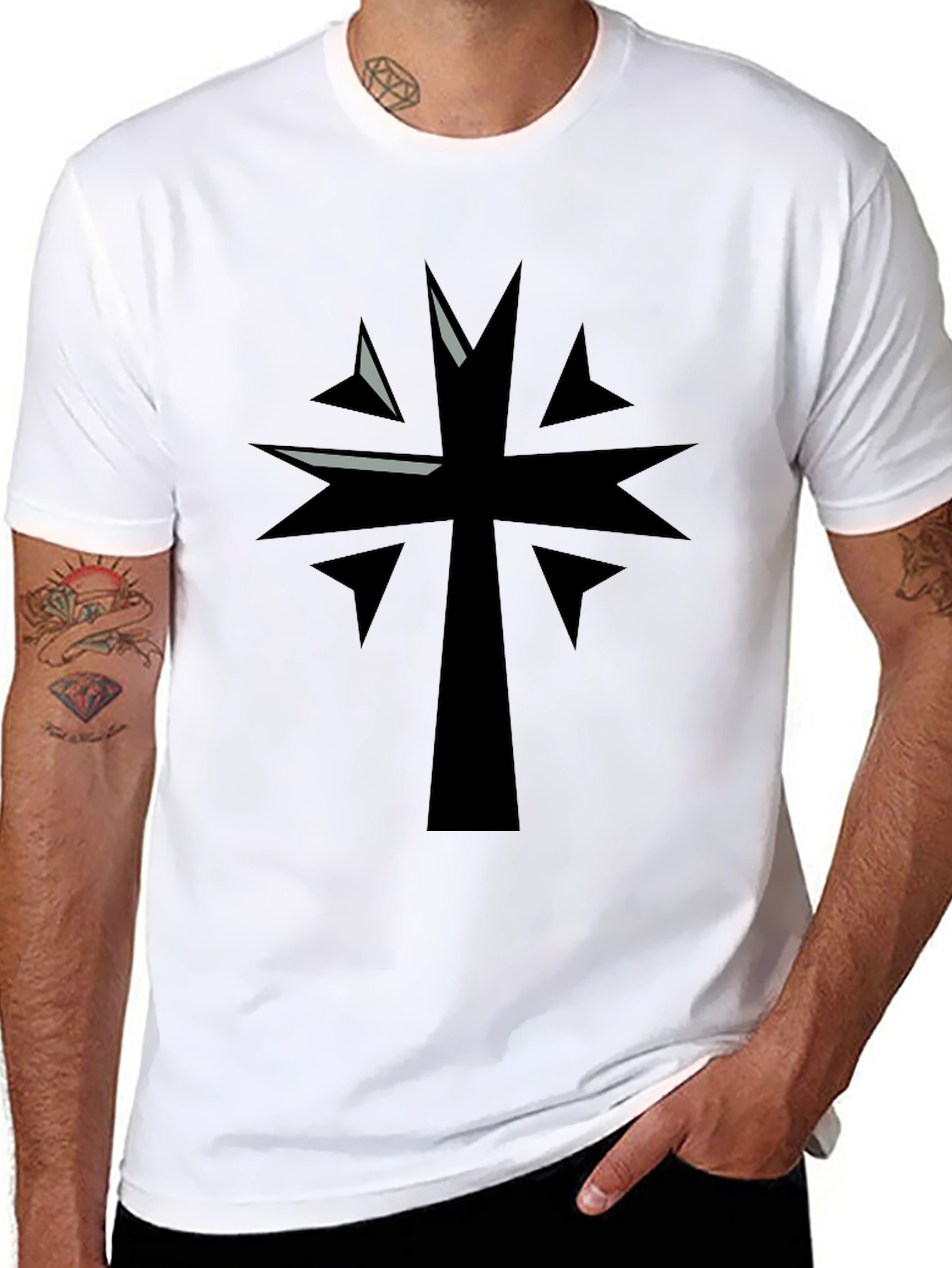Edgy Graphic Tee - Black Cross Design