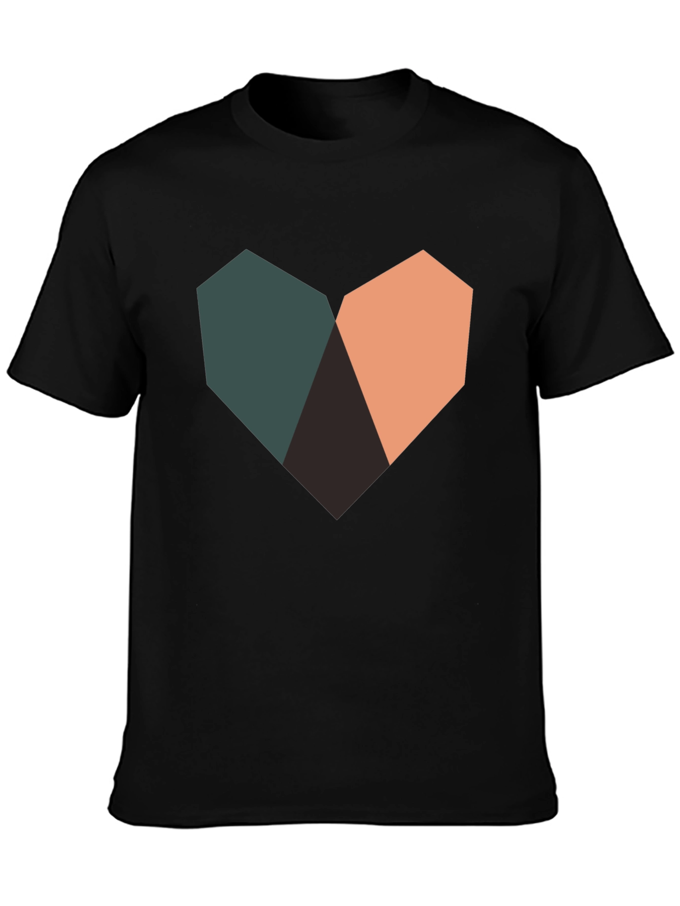 Geometric Heart Graphic Black T-Shirt