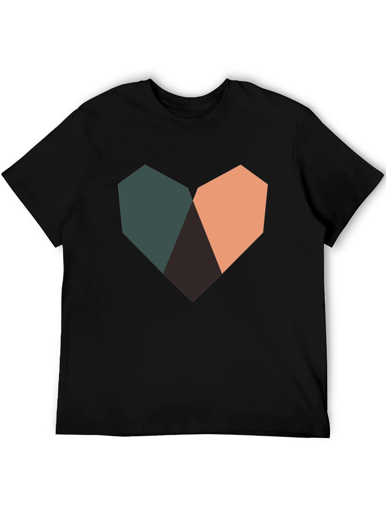 Geometric Heart Graphic Black T-Shirt