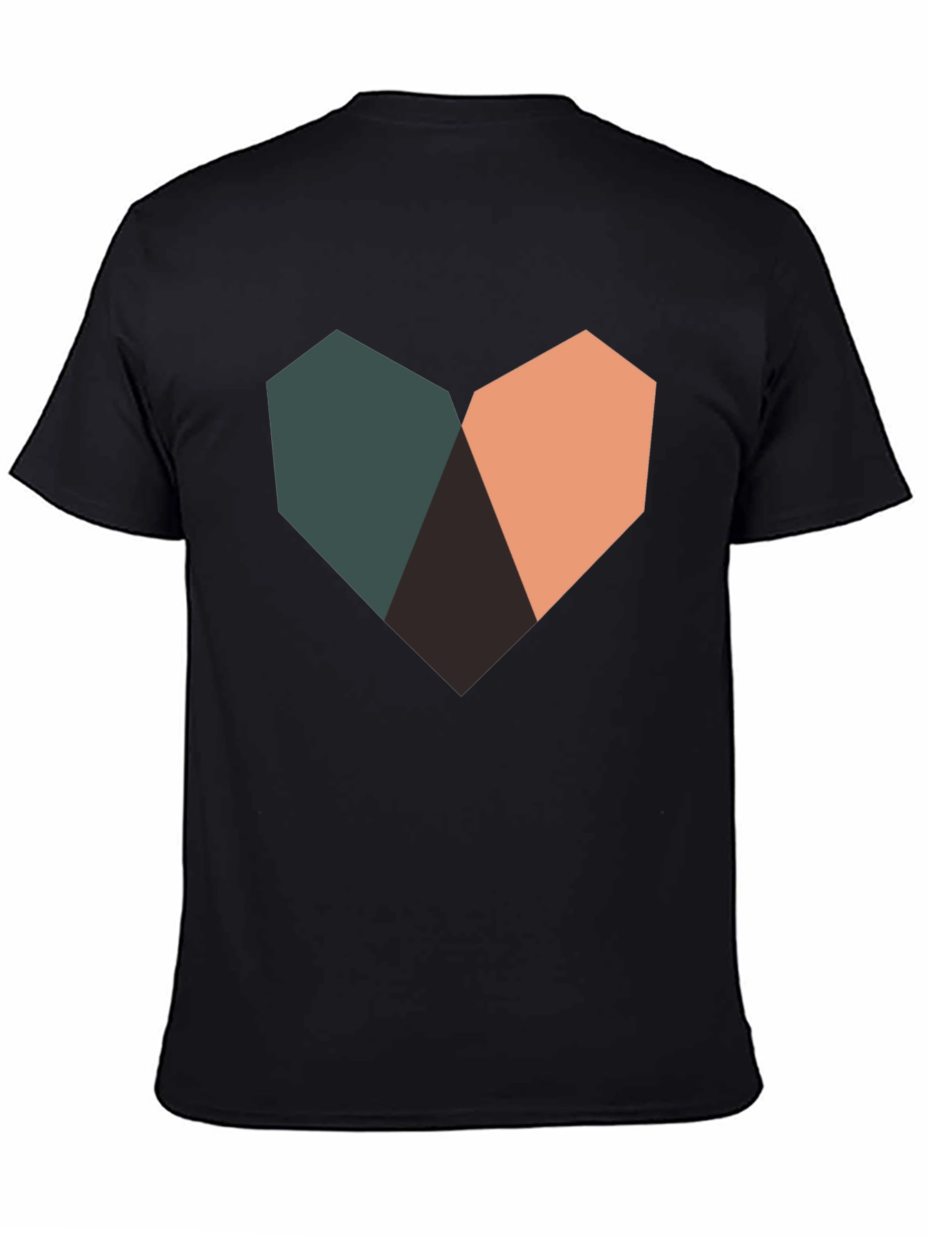 Geometric Heart Graphic Black T-Shirt