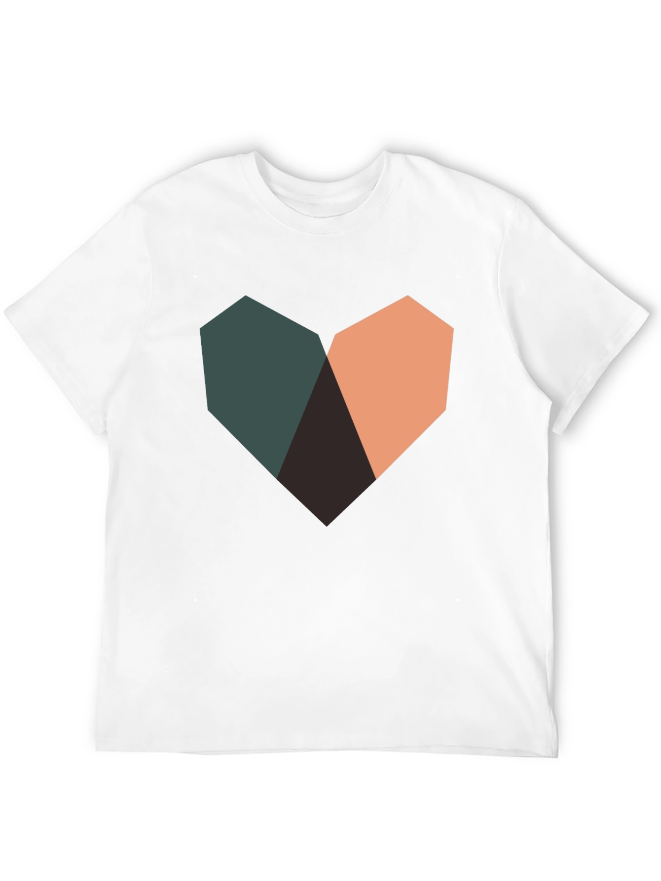 Geometric Heart Graphic Black T-Shirt