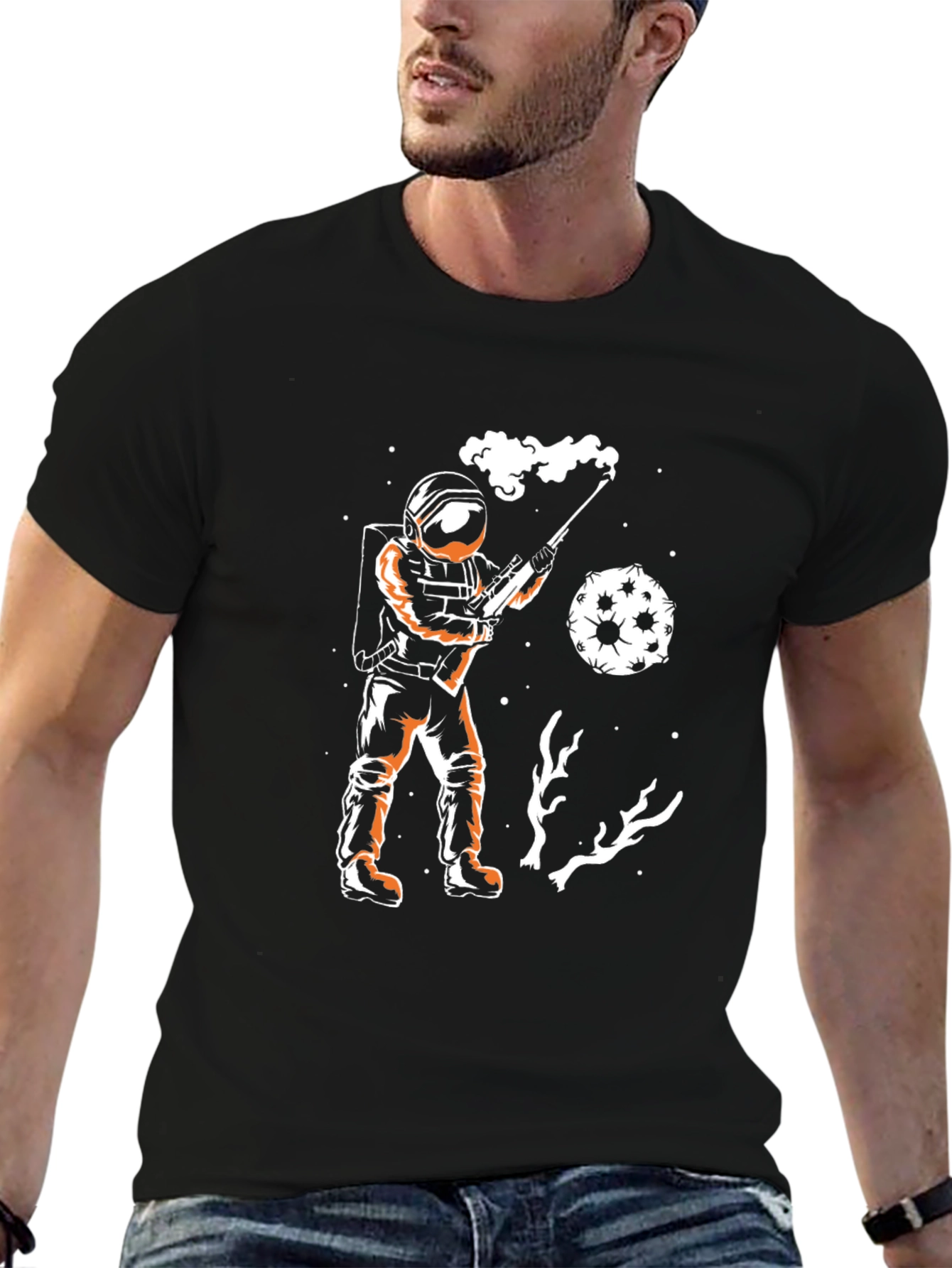 Astronaut Moon Shot T-Shirt - Black Graphic Tee