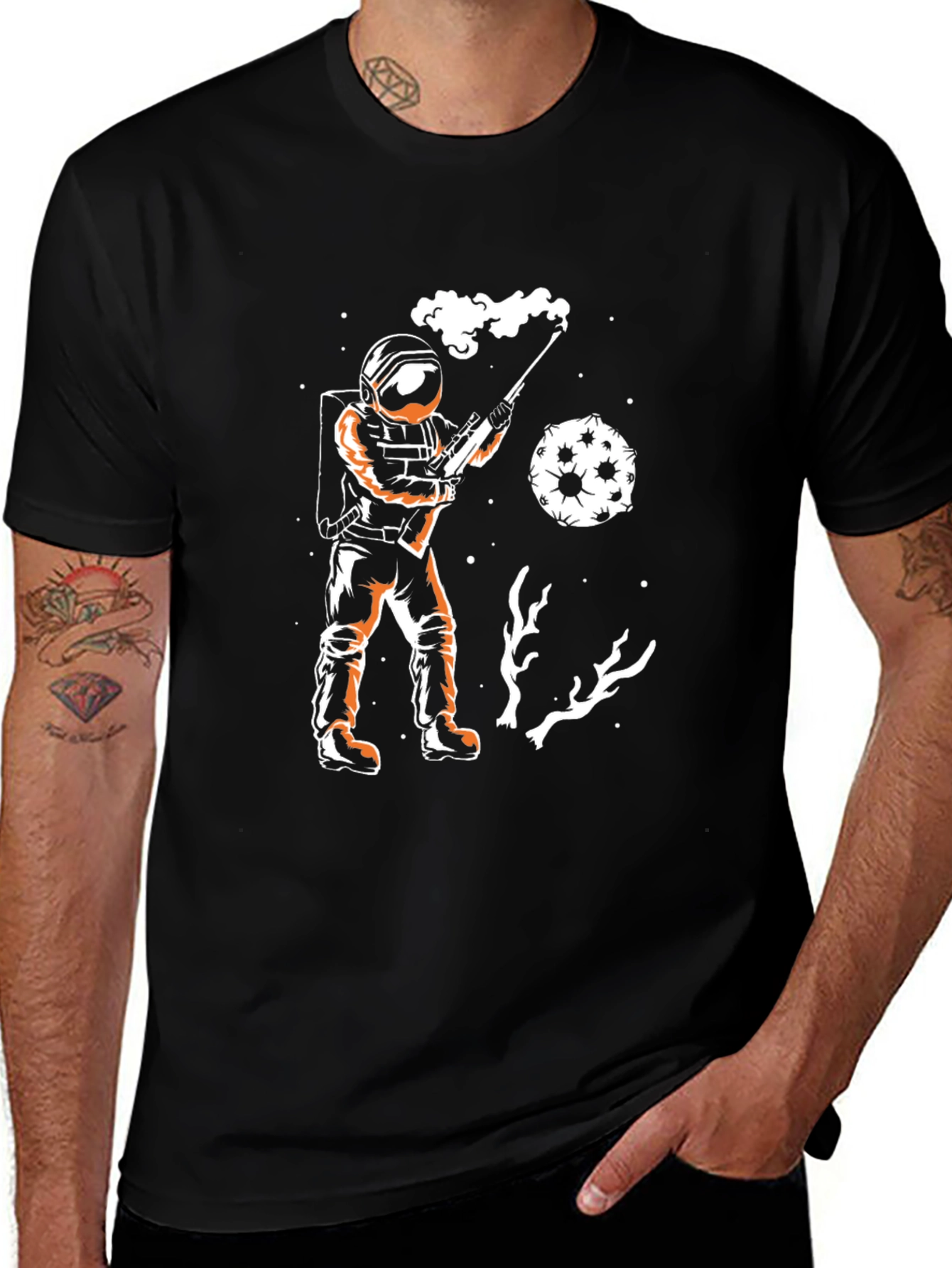 Astronaut Moon Shot T-Shirt - Black Graphic Tee