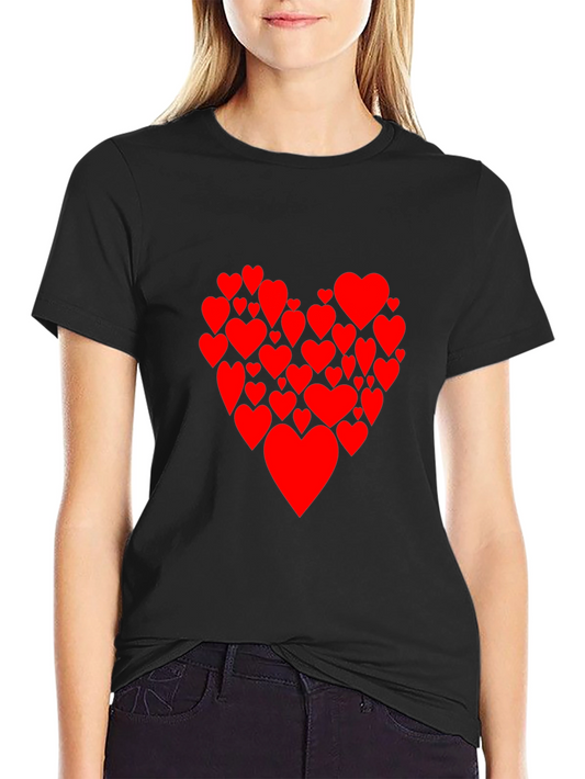 Heart Print Black Tee - Love is in the Air!