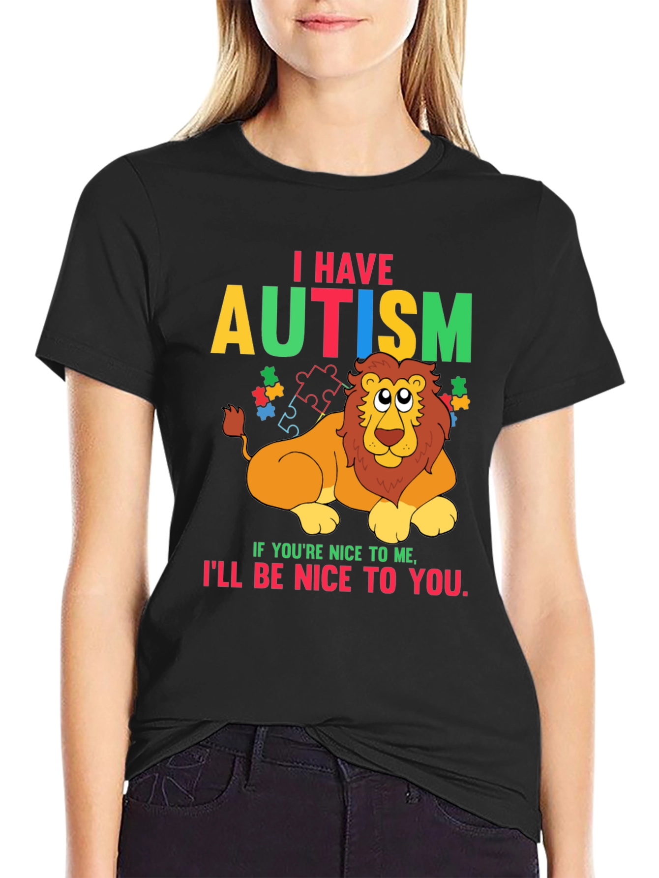 Autism Awareness Lion Graphic T-Shirt - Be Nice