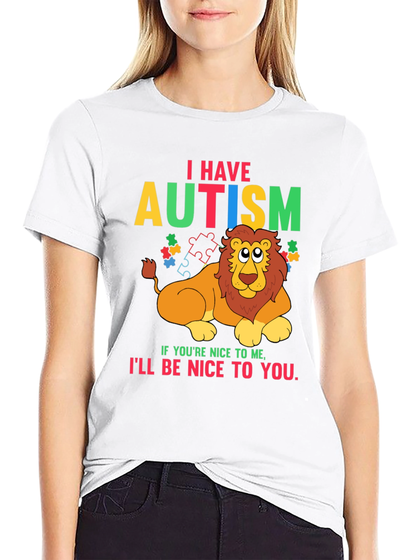 Autism Awareness Lion Graphic T-Shirt - Be Nice