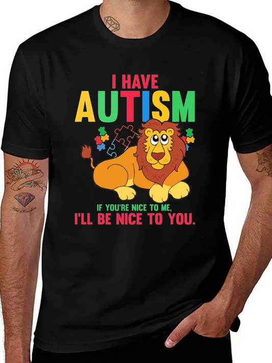 Autism Awareness Lion Graphic T-Shirt - Be Nice