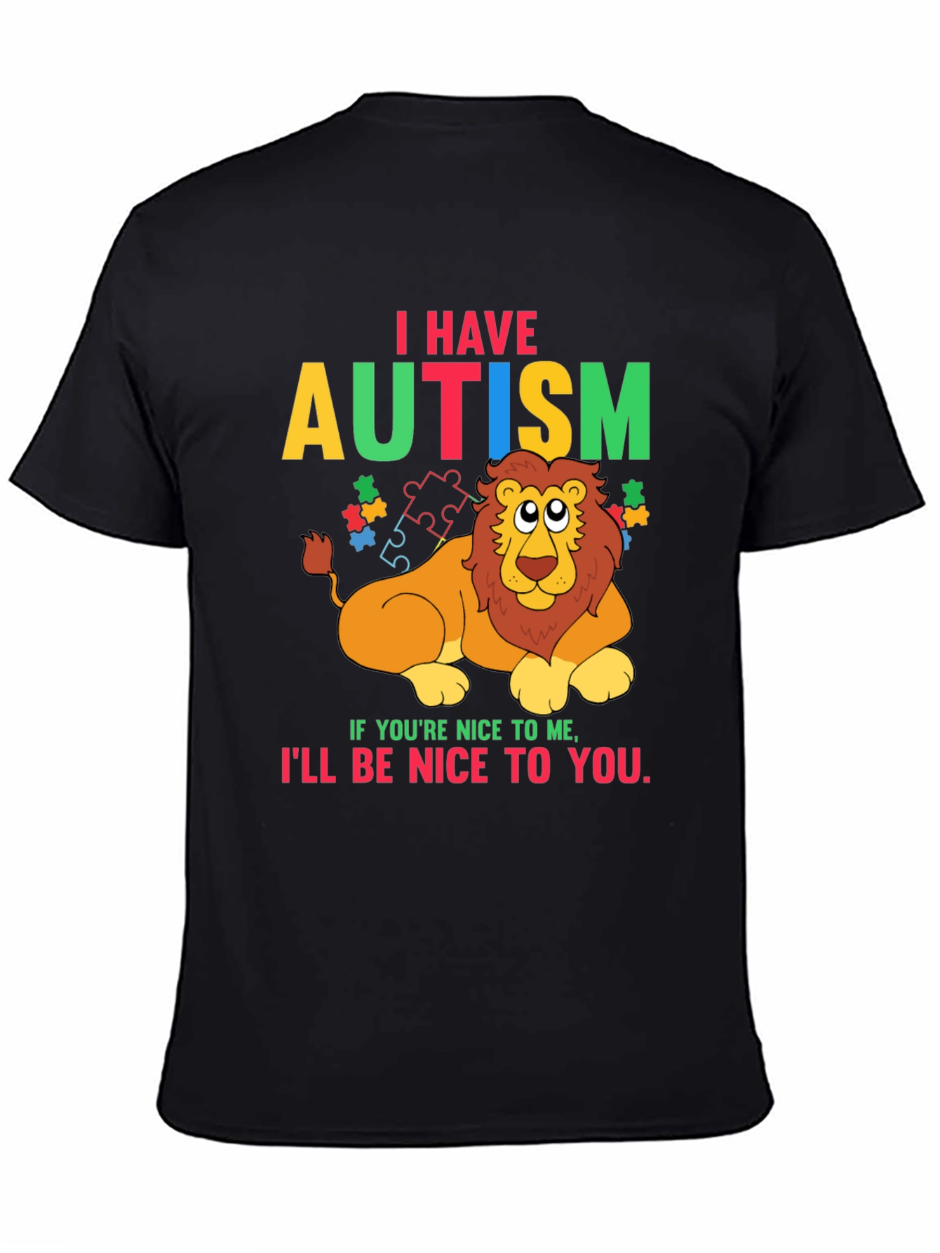 Autism Awareness Lion Graphic T-Shirt - Be Nice