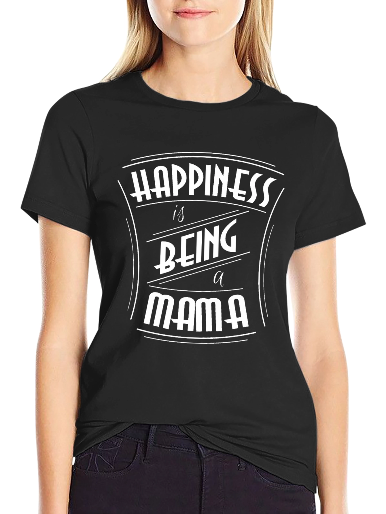 Happiness is Being a Mama T-Shirt - Black