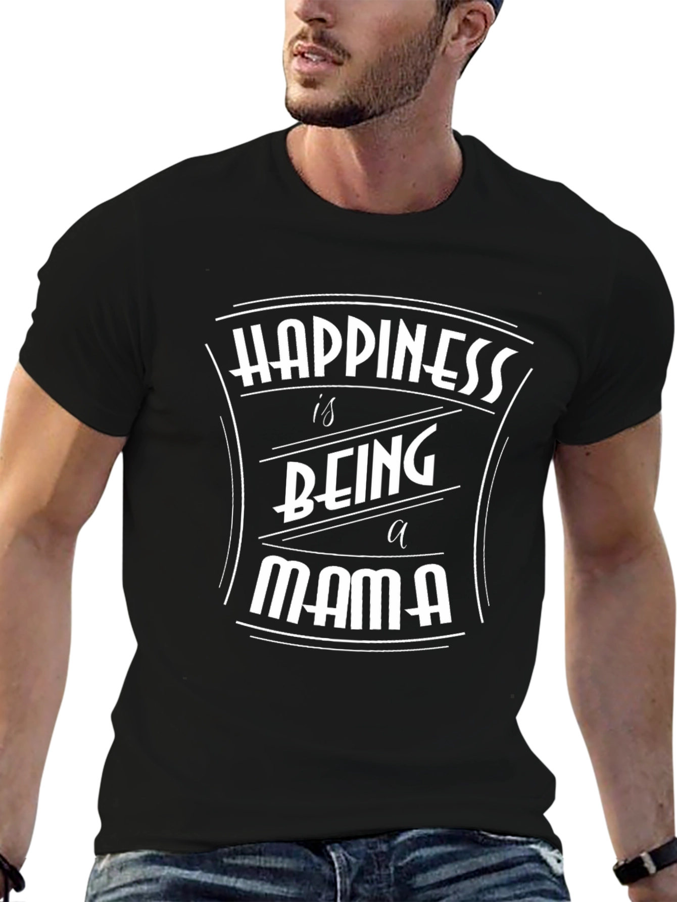 Happiness is Being a Mama T-Shirt - Black