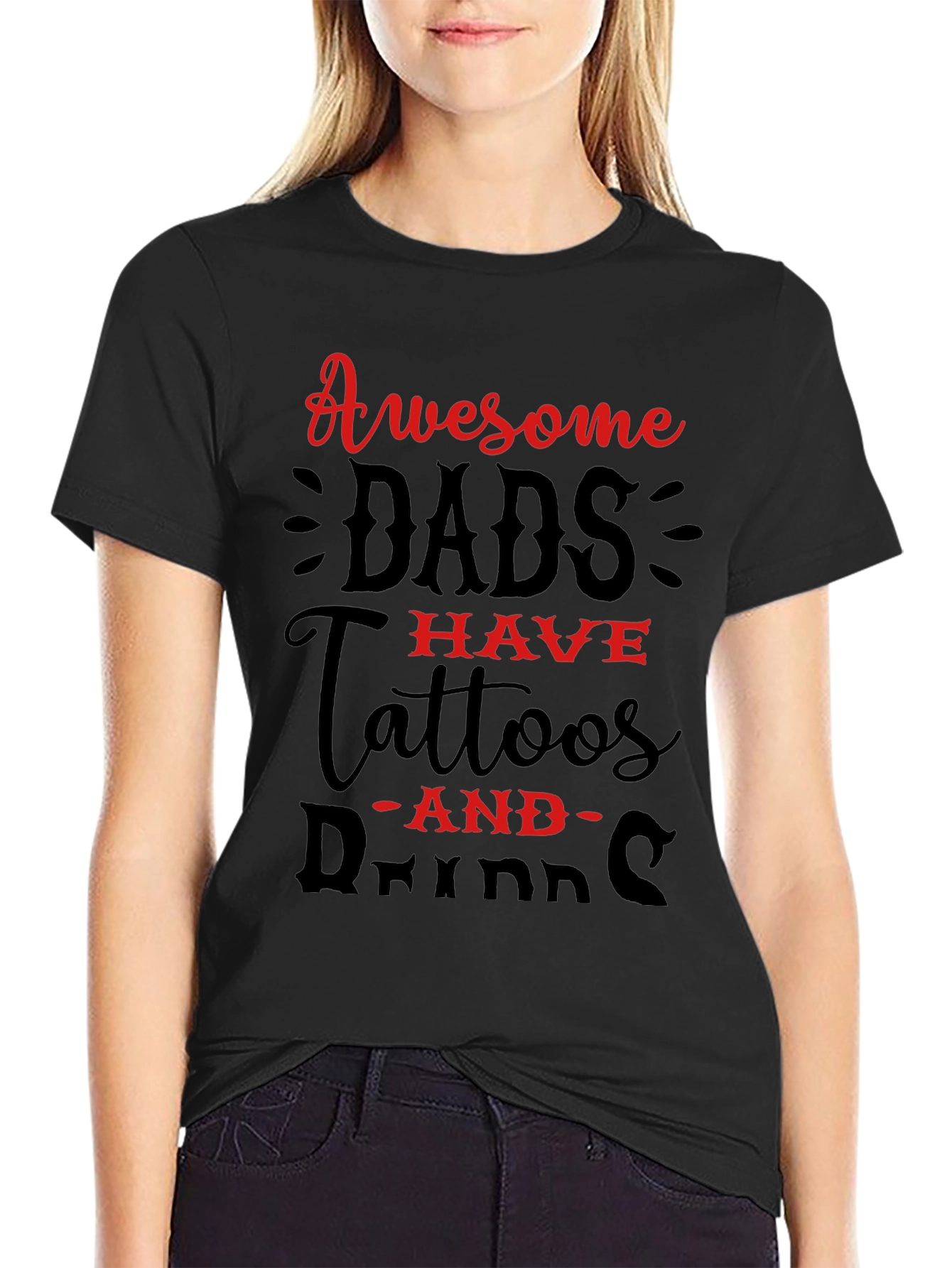 Awesome Dads T-Shirt: Tattoos and Drinks