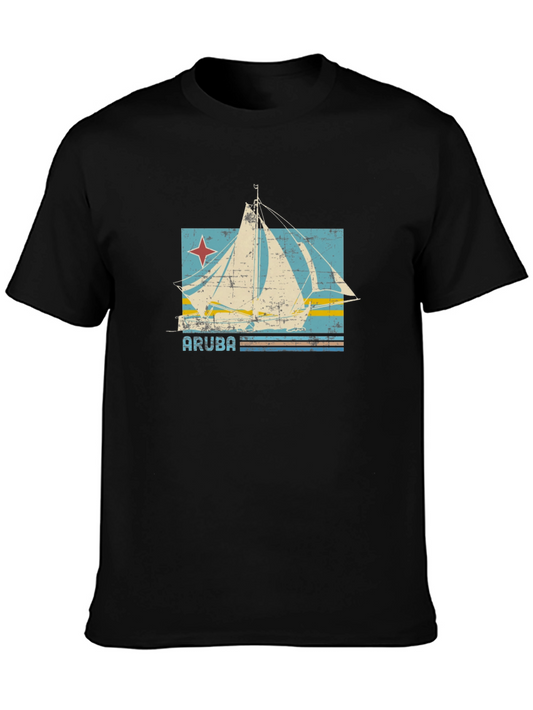 Aruba Sailboat Graphic Tee - Vintage Island Vibes