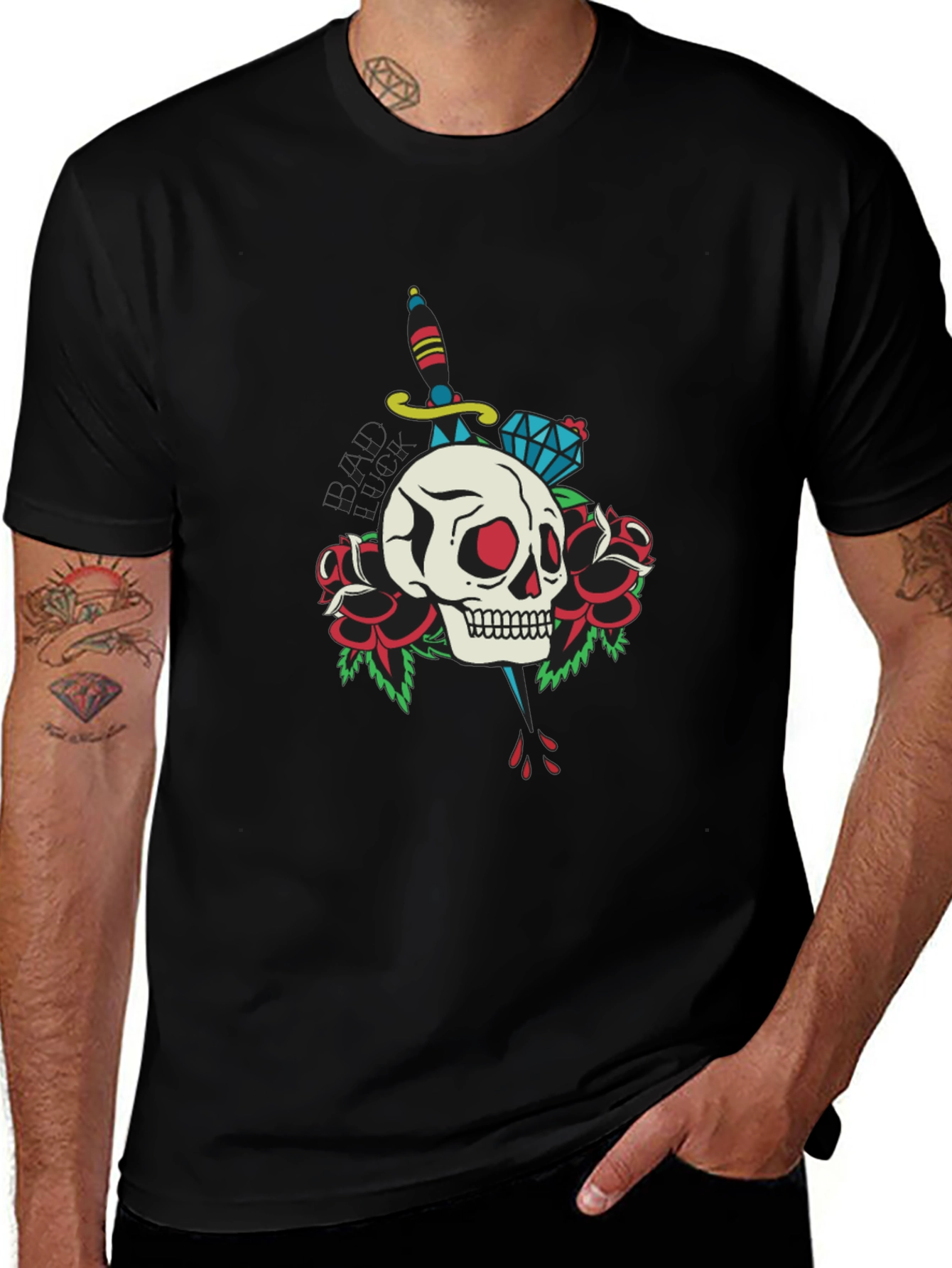 Skull Dagger & Rose Graphic Tee