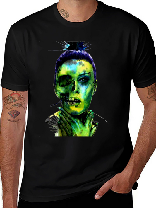 Half Zombie Woman Graphic T-Shirt