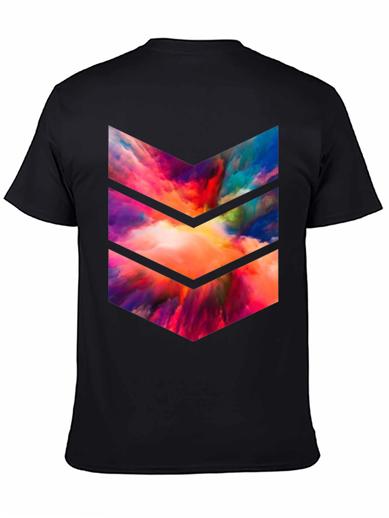 Abstract Chevron Graphic Tee - Black