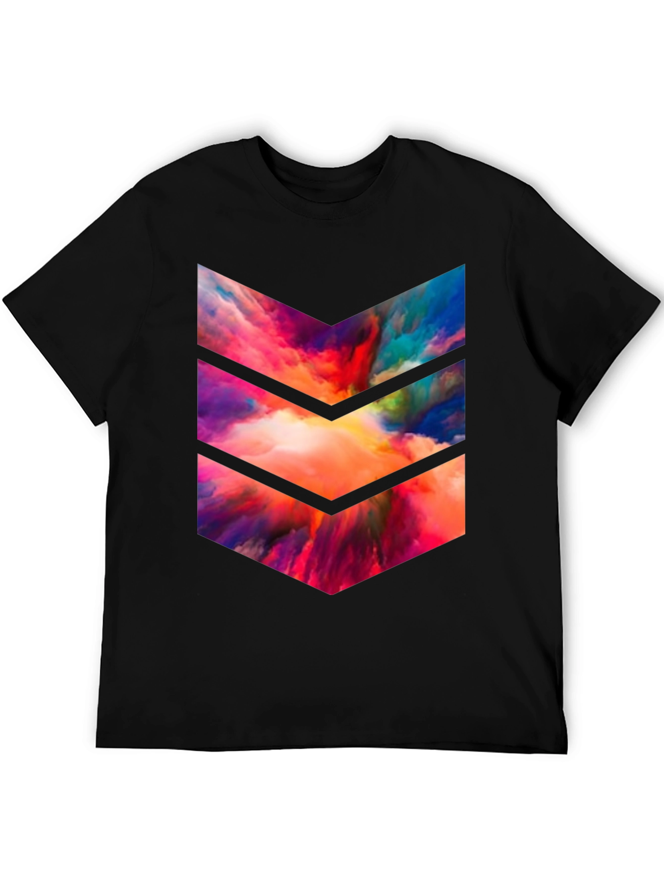Abstract Chevron Graphic Tee - Black