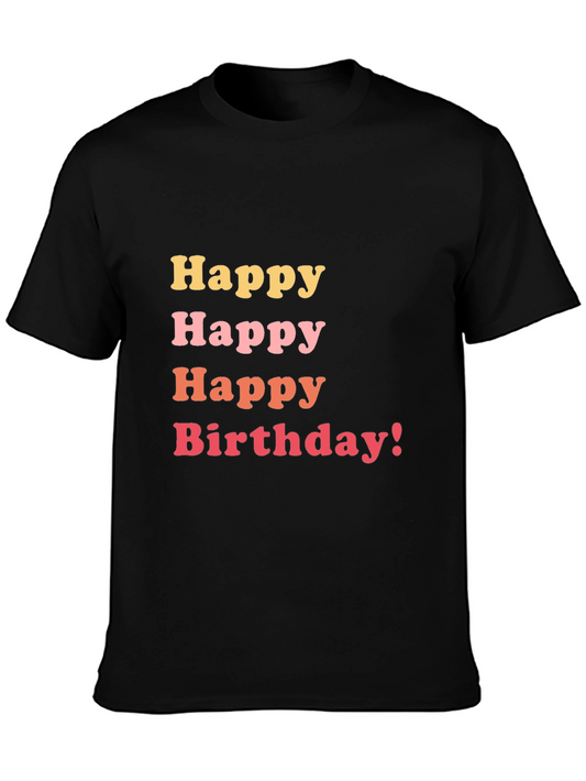 Happy Birthday Graphic Tee - Black Cotton T-Shirt
