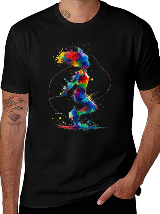 Abstract Jump Rope T-Shirt: Colorful Athlete Design