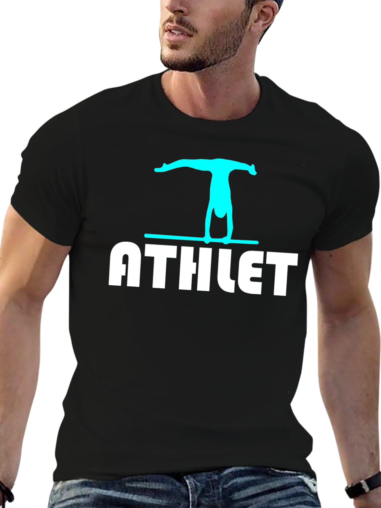 Athlete Graphic T-Shirt - Black Cotton Tee
