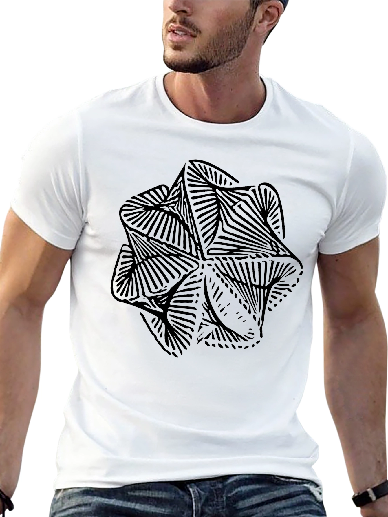 Abstract Geometric Graphic Black T-Shirt