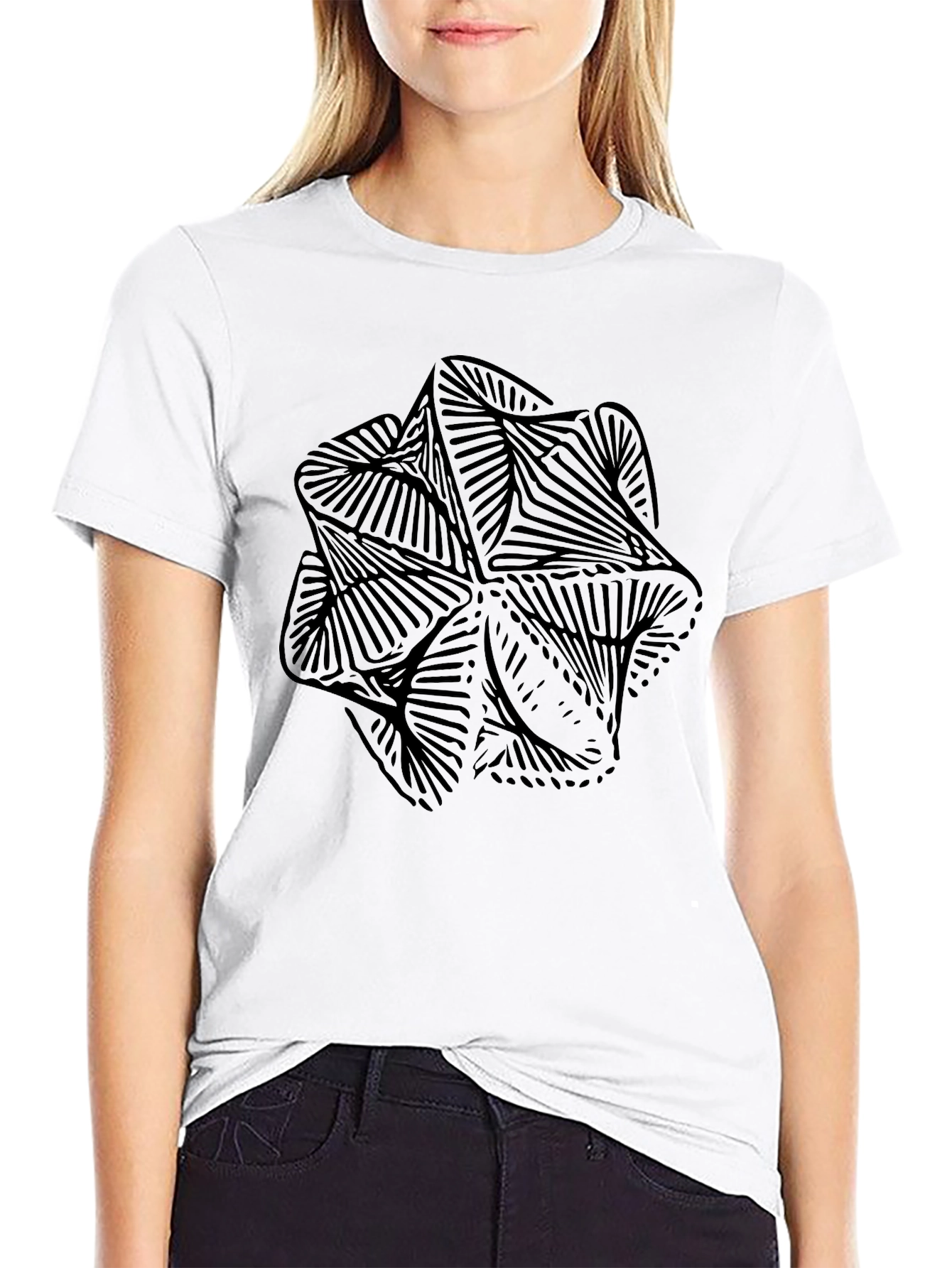 Abstract Geometric Graphic Black T-Shirt