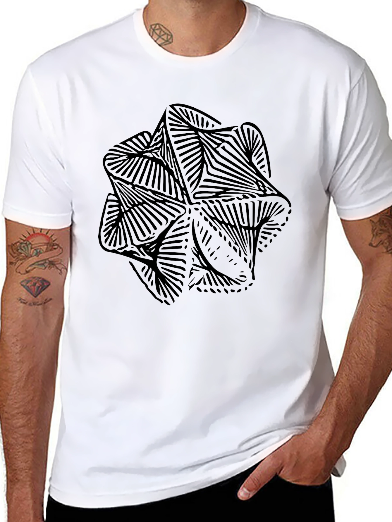 Abstract Geometric Graphic Black T-Shirt