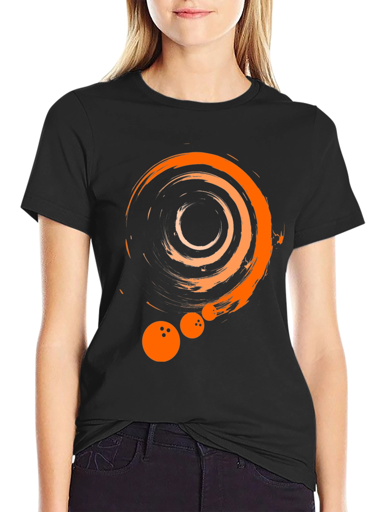 Abstract Bowling Graphic Tee - Black