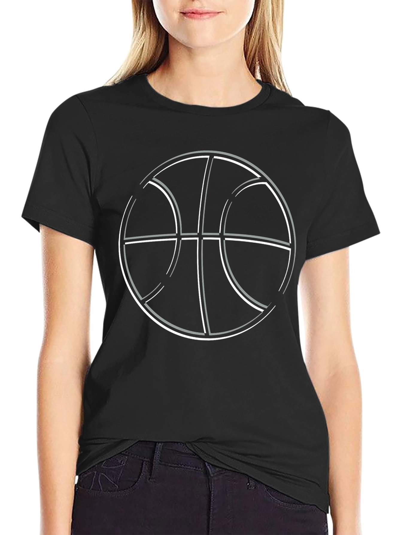 Basketball Graphic Tee - Black Cotton T-Shirt