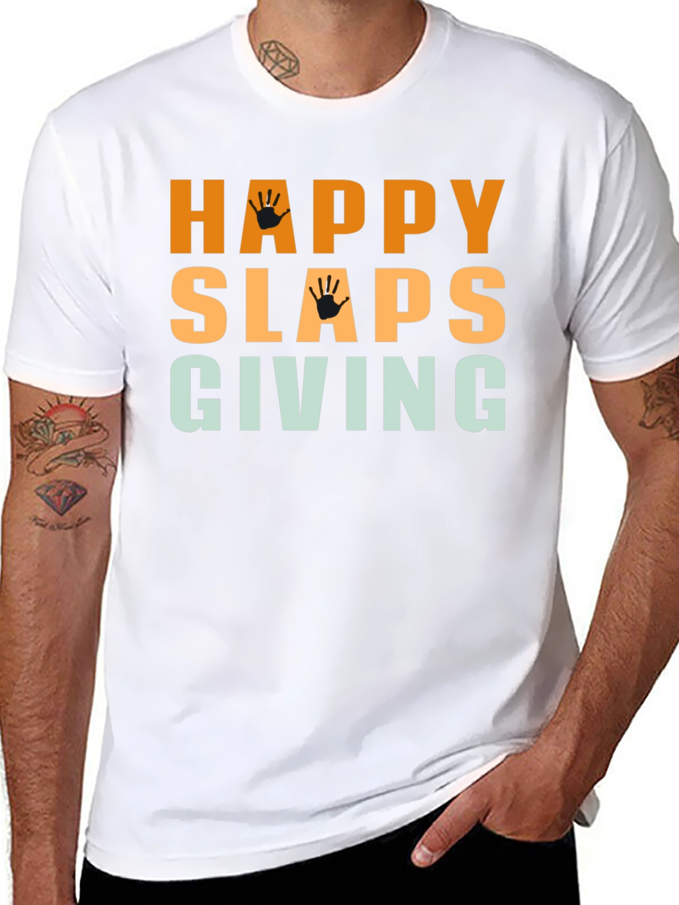 Happy Slaps Giving Black T-Shirt